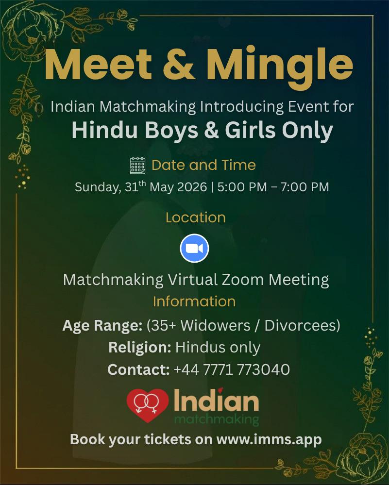 UK Hindu Matchmaking (35+ Widowers / Divorcees) - Online